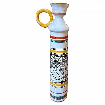 Sicilian painted ceramic jug, 1970s