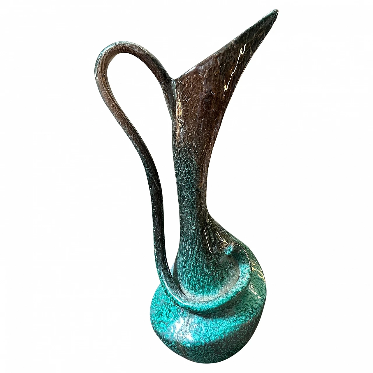 Green ceramic jug vase, 1950s 1