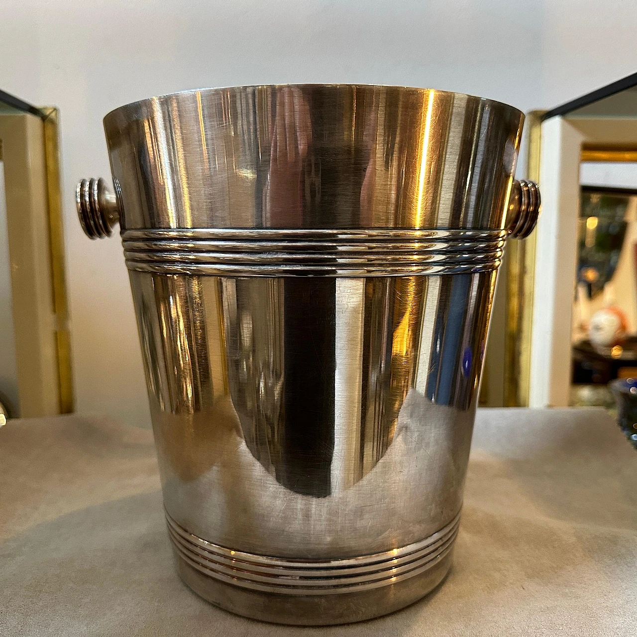 French Art Deco silver plated wine cooler, 1950s 2