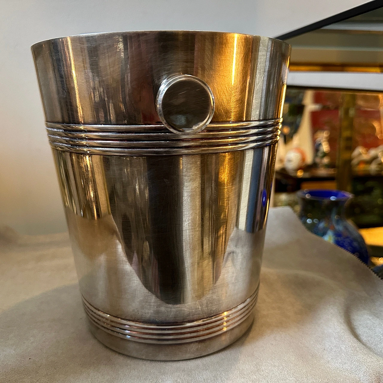 French Art Deco silver plated wine cooler, 1950s 3