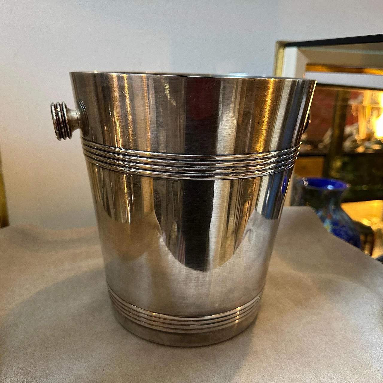 French Art Deco silver plated wine cooler, 1950s 4