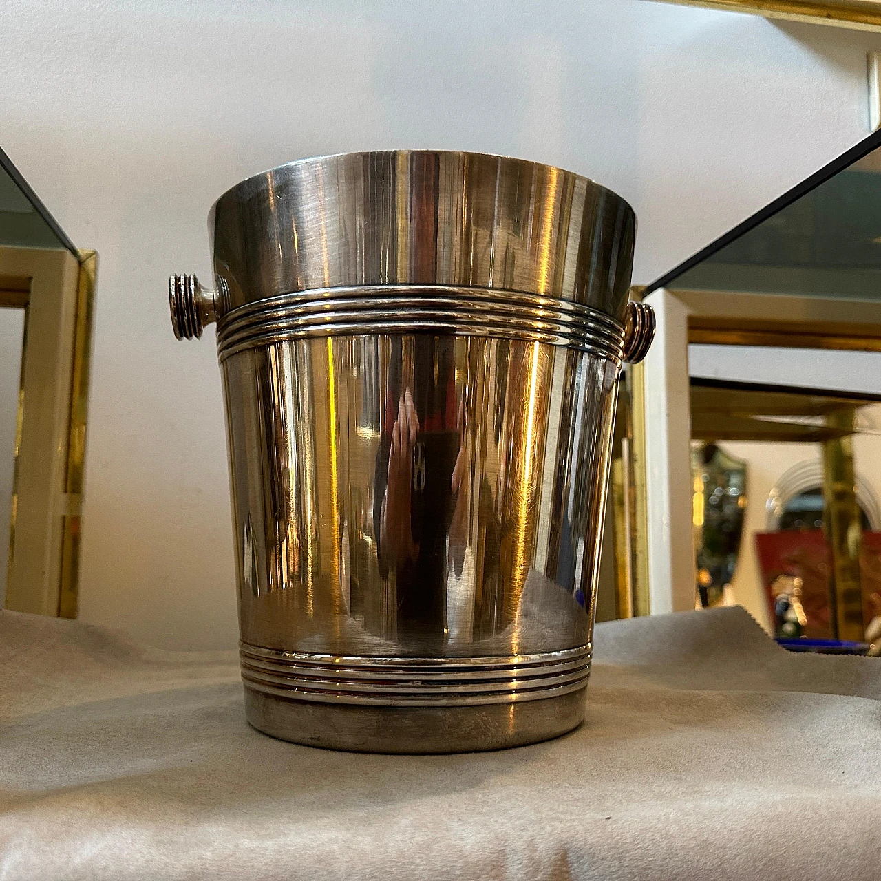 French Art Deco silver plated wine cooler, 1950s 5