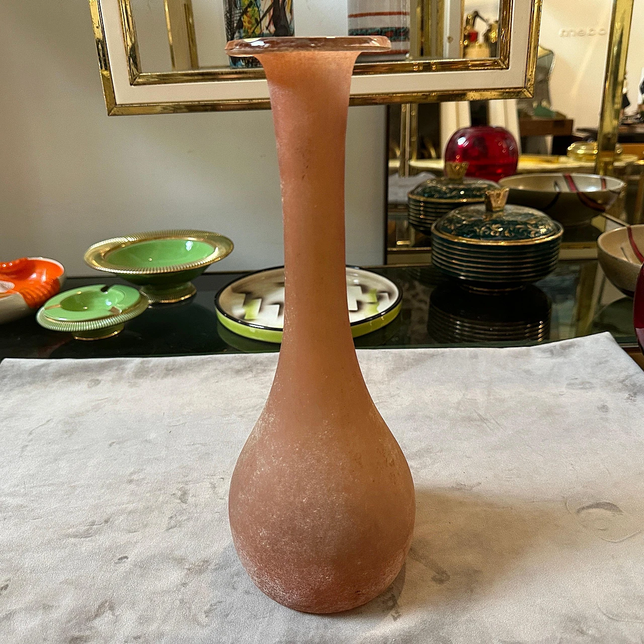 Orange scavo glass vase attributed to Cenedese, 1970s 10