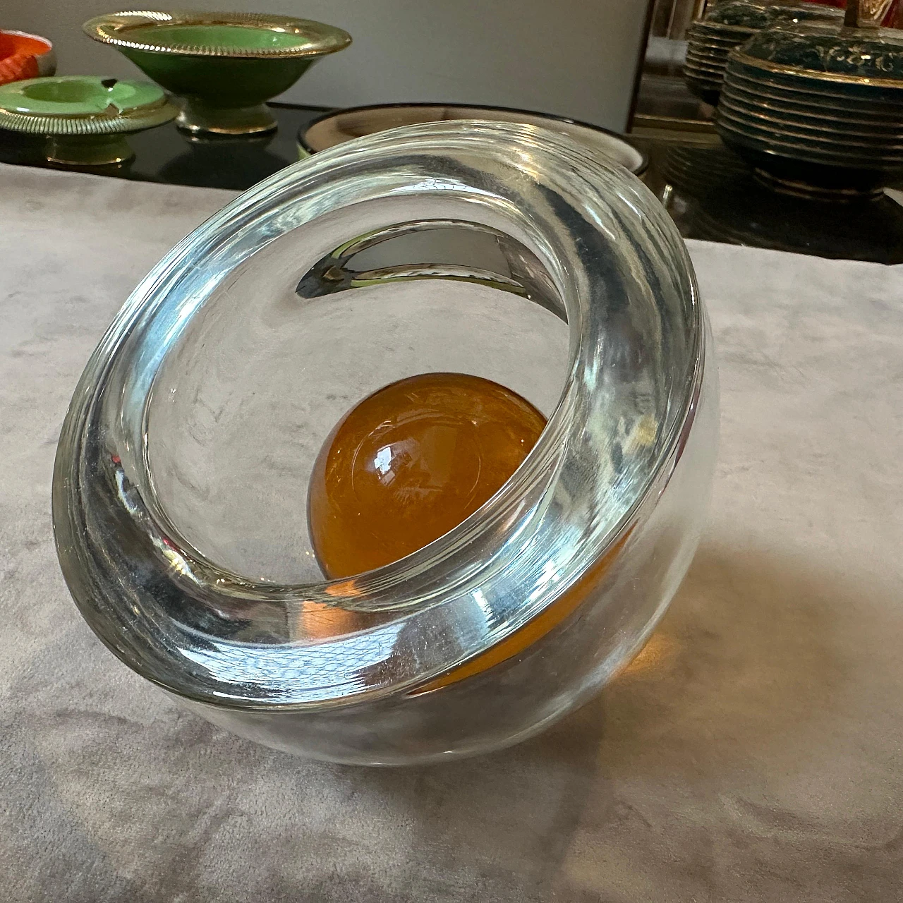 Murano glass ashtray by Alfredo Barbini, 1980s 3