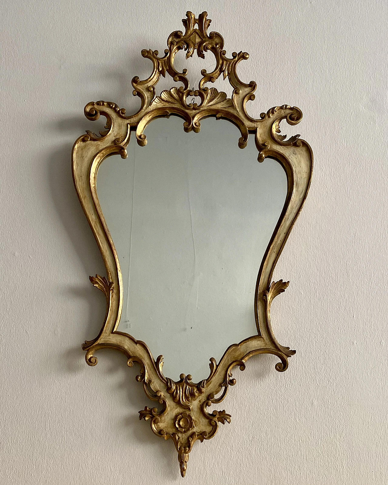 Louis XV style lacquered and gilded wood console and mirror, 1950s 2