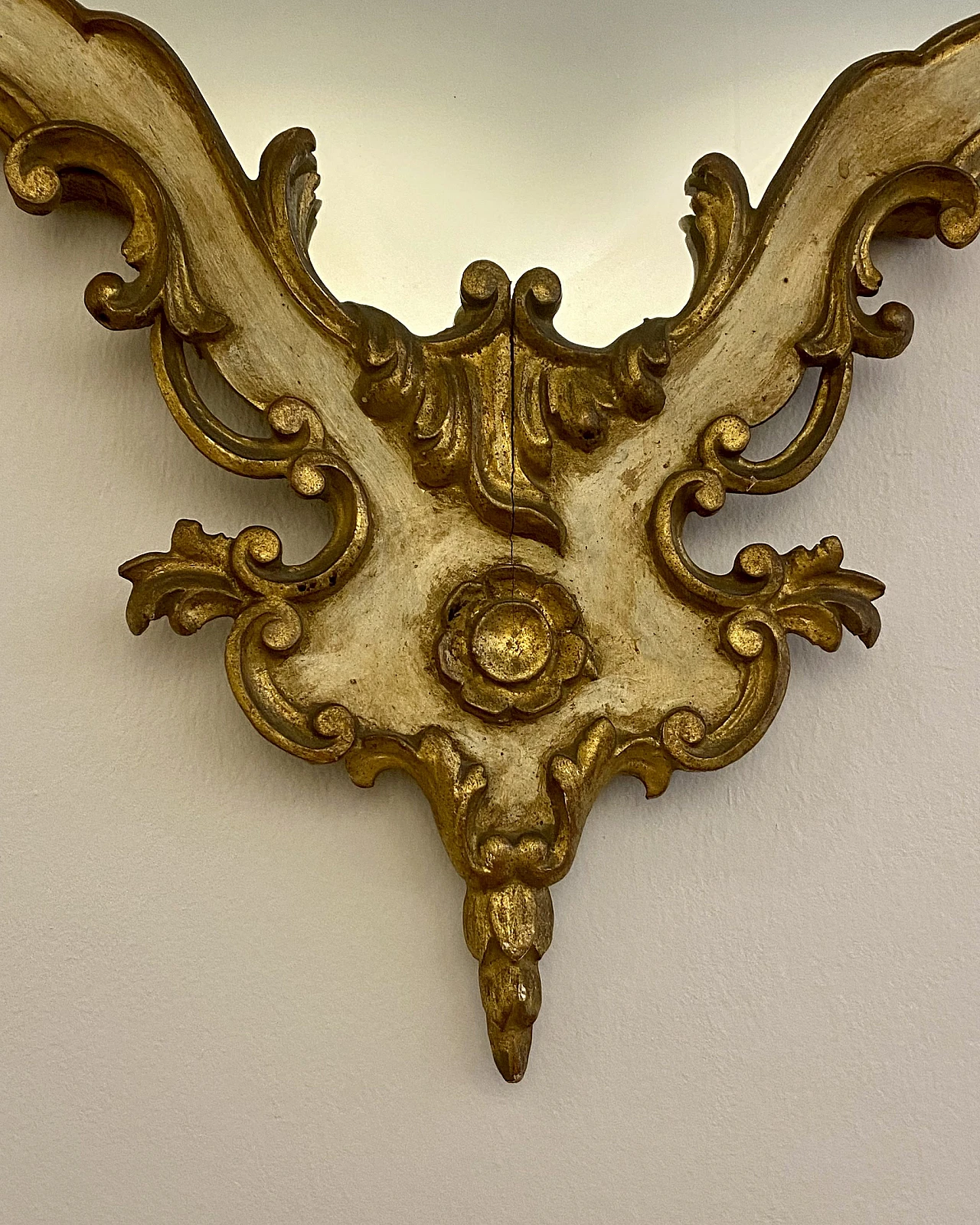 Louis XV style lacquered and gilded wood console and mirror, 1950s 12