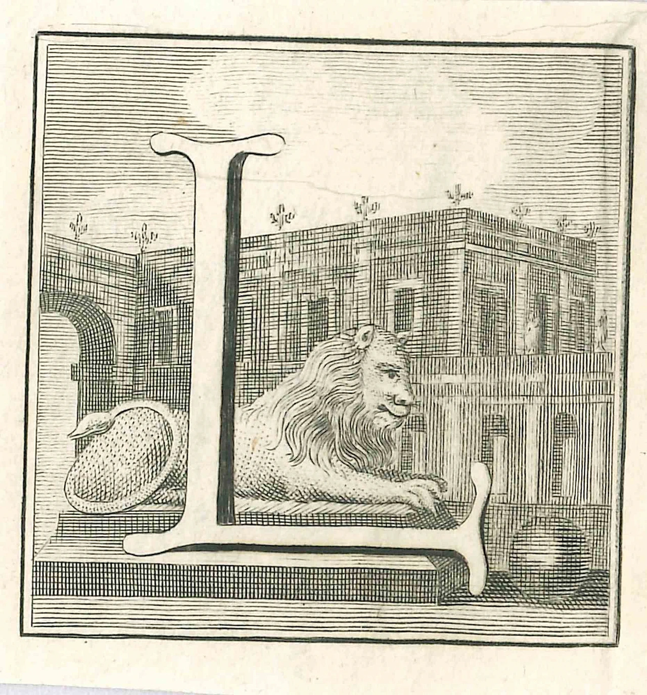 Gaspare Vanvitelli (Gaspar Van Wittel), Letter of the Alphabet L, Etching  18th century 1