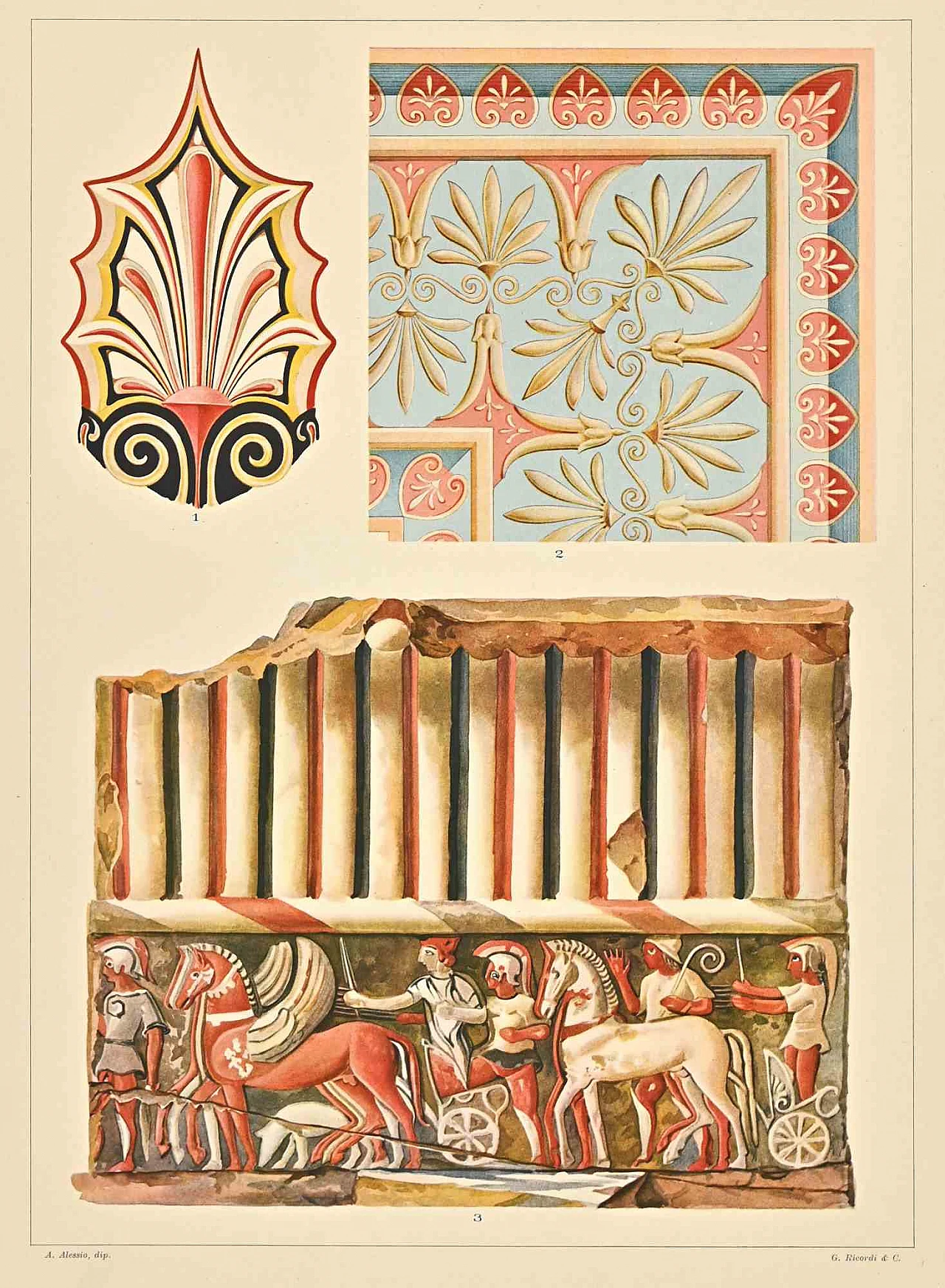 Andrea Alessio, Decorative Motifs - Etruscan  Styles        , Lithograph  19th century 1