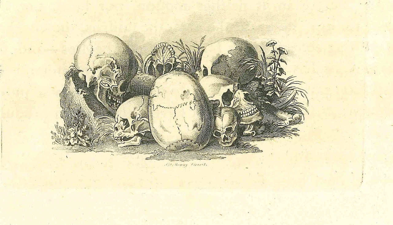 Thomas Holloway, Skulls, Etching  19th century 1