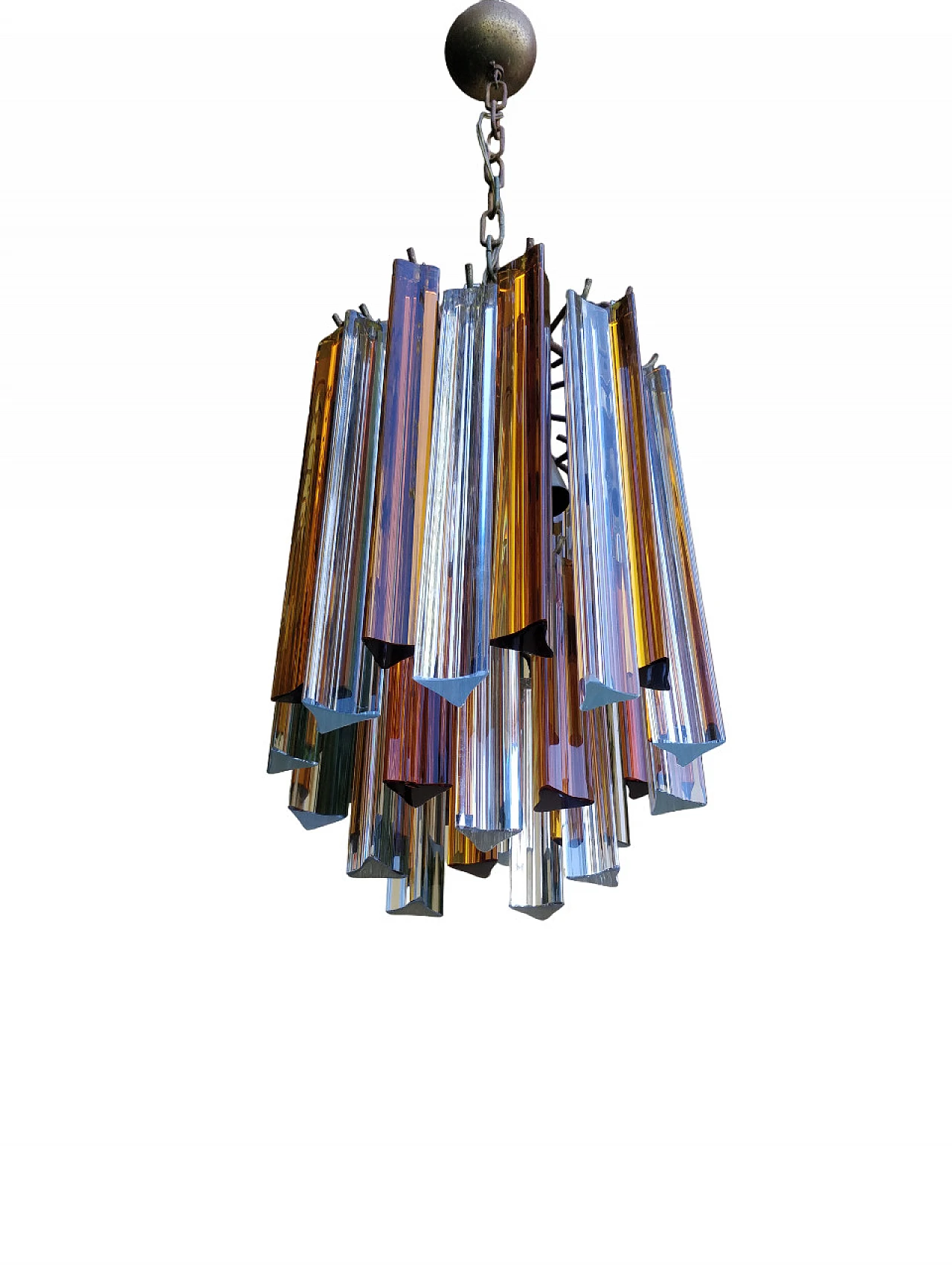 Chandelier in orange & transparent Murano glass by Venini, 1970s 1