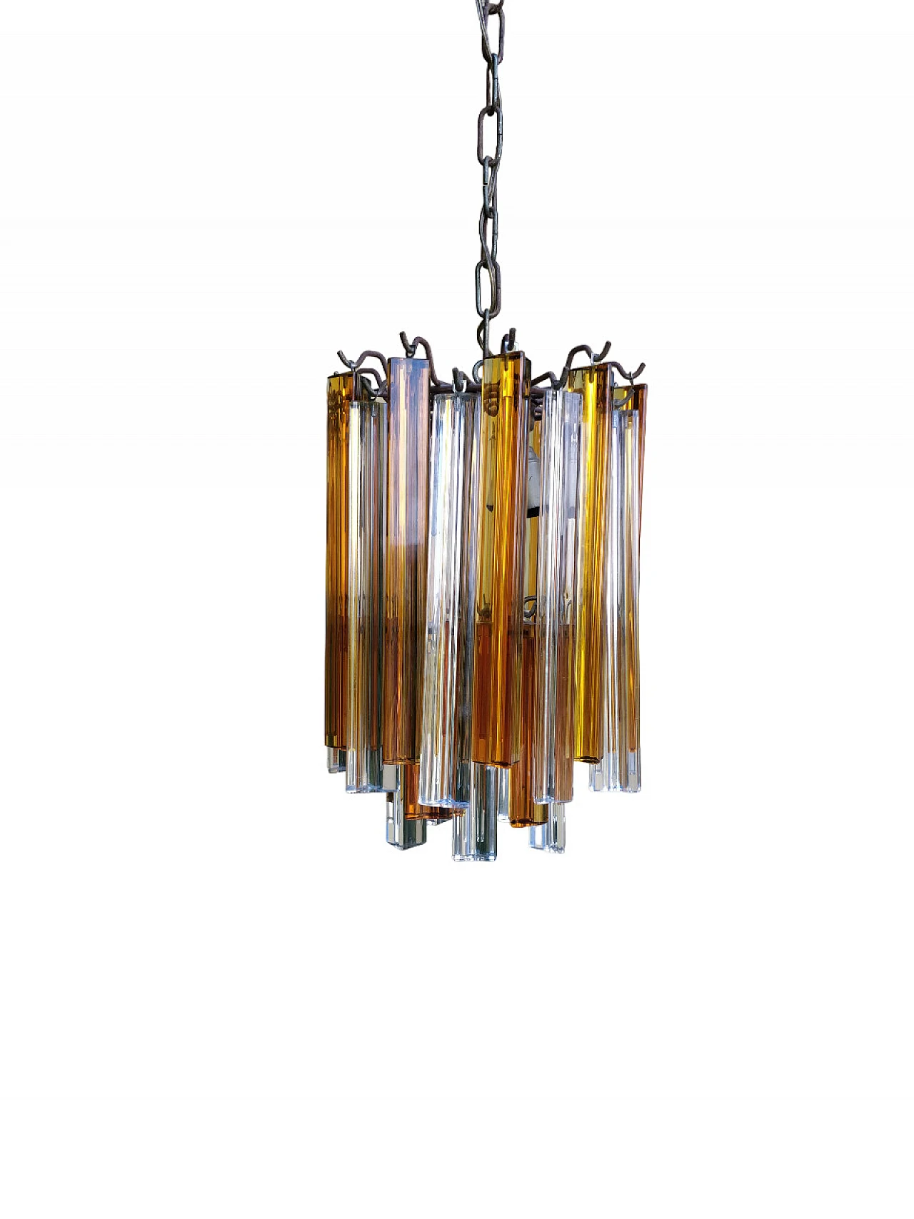 Chandelier in orange & transparent Murano glass by Venini, 1970s 2