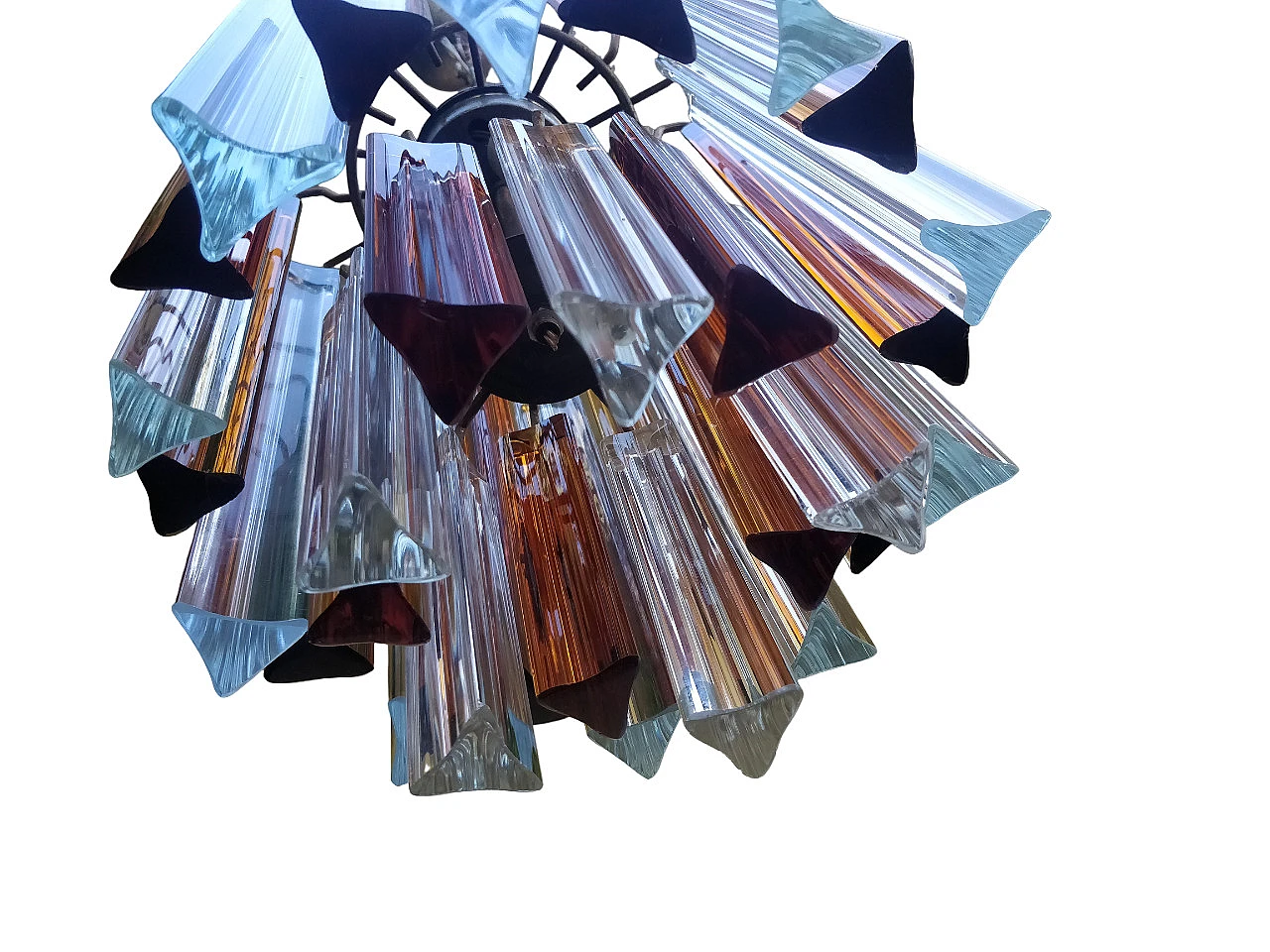 Chandelier in orange & transparent Murano glass by Venini, 1970s 4