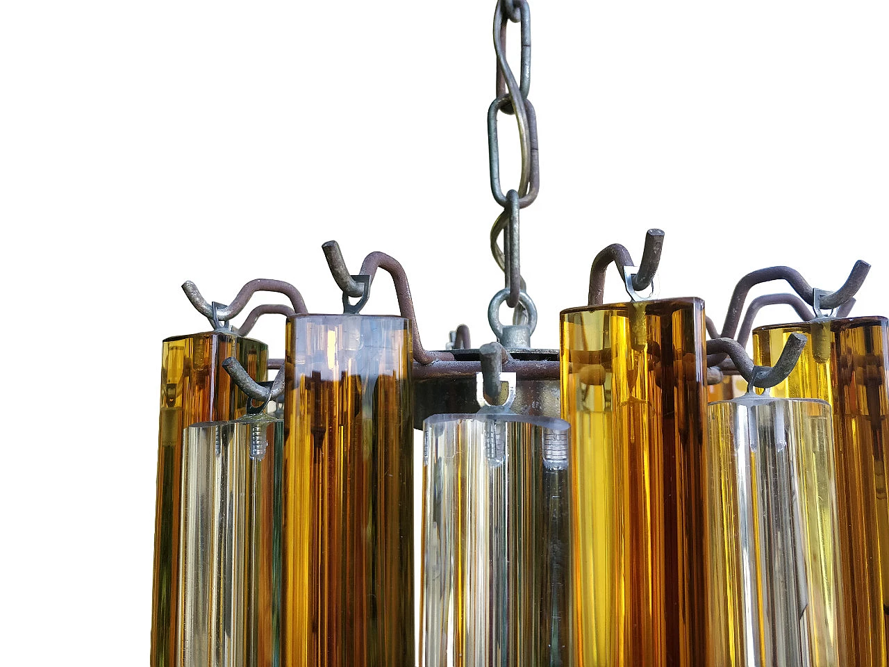 Chandelier in orange & transparent Murano glass by Venini, 1970s 6