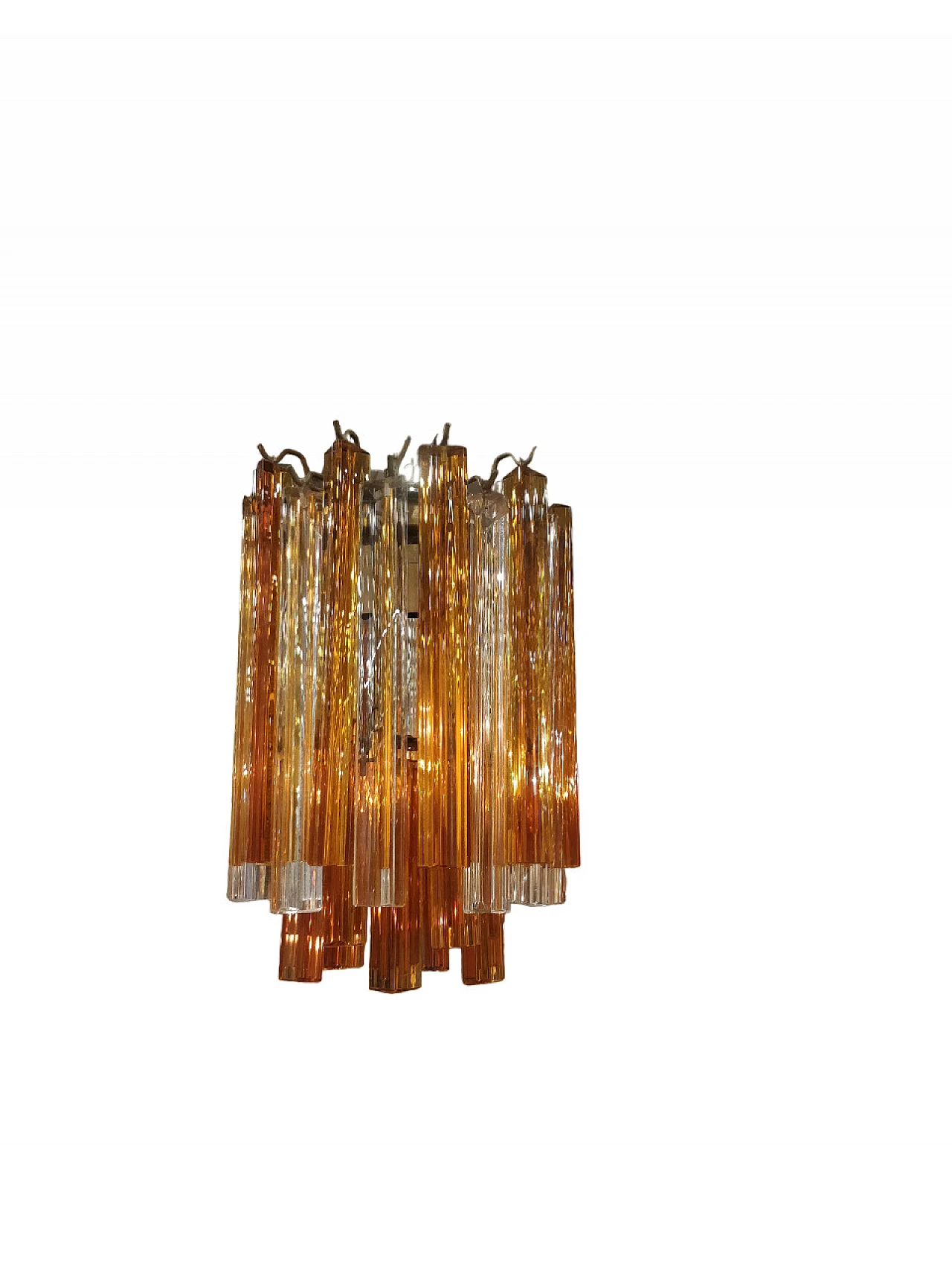 Chandelier in orange & transparent Murano glass by Venini, 1970s 7