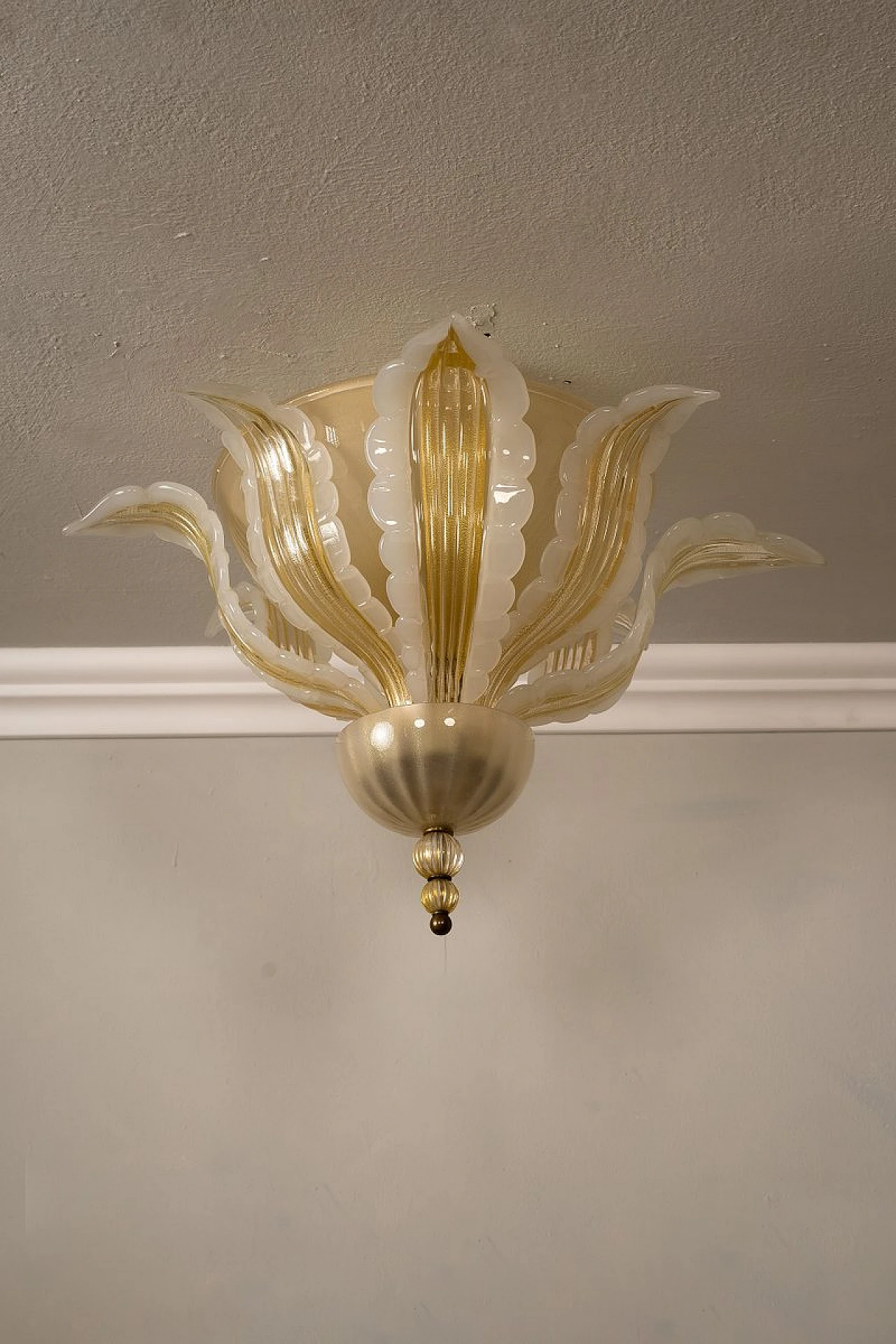 Lampadario a forma di fiori in vetro soffiato di Murano, anni '60 9