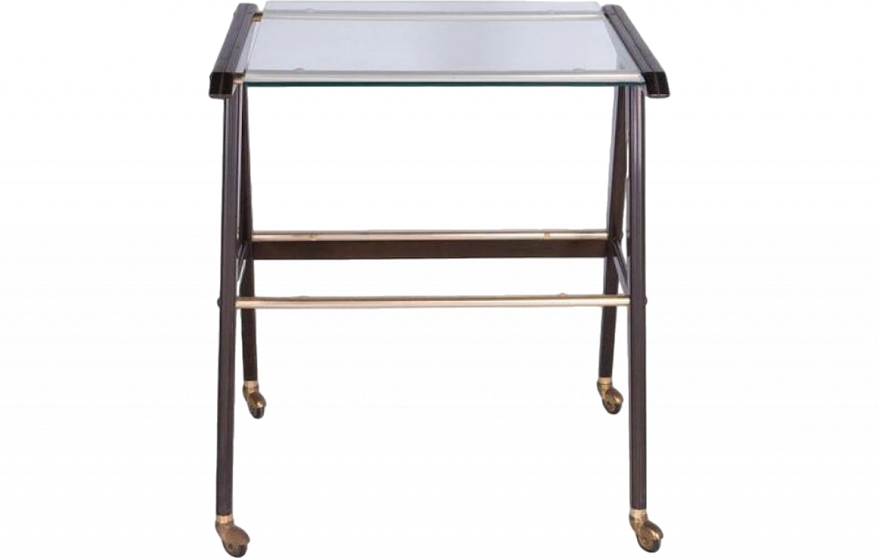 Metal and brass service cart with glass shelf 10