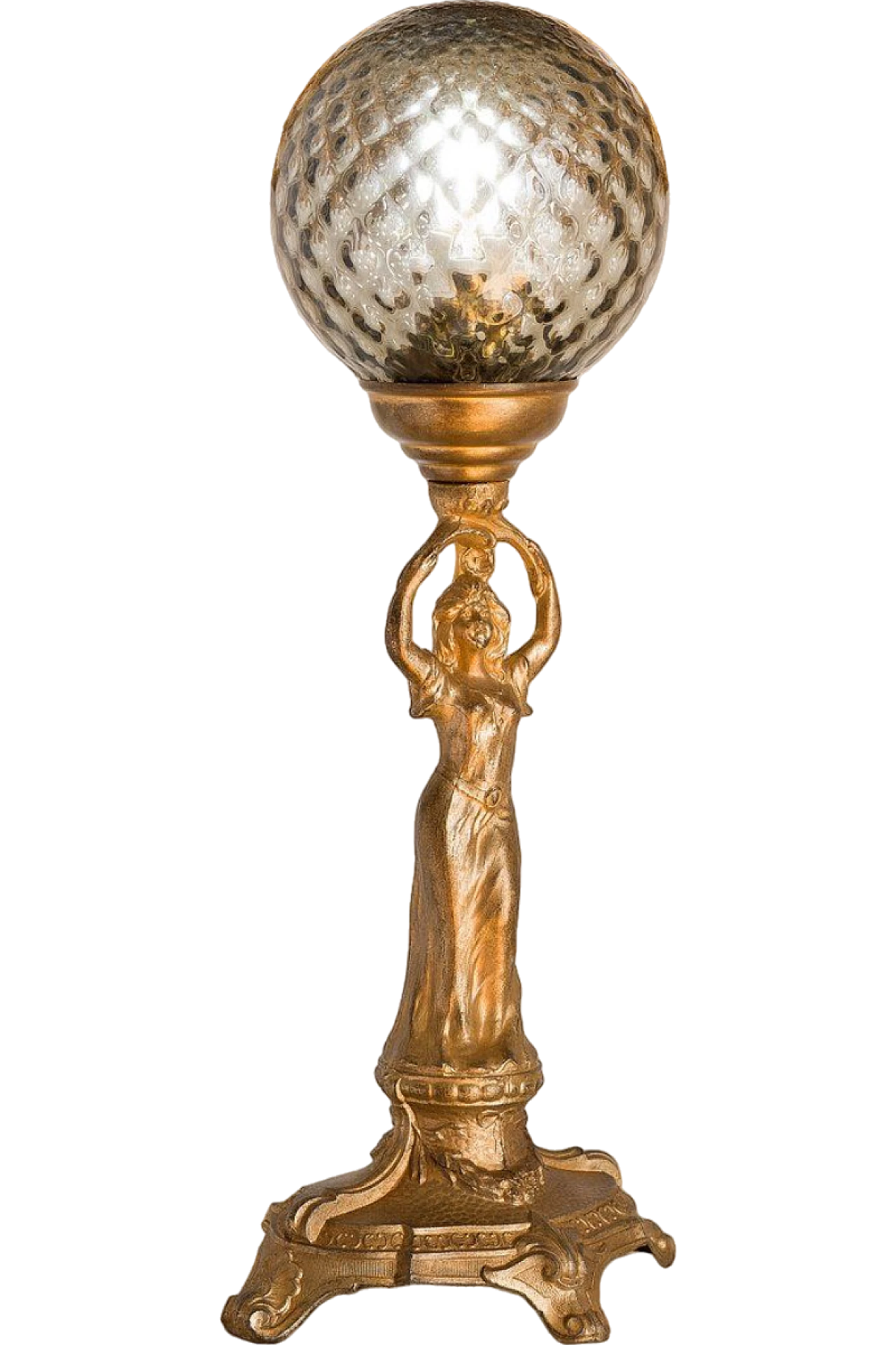 Art Nouveau table lamp with crystal sphere, early 20th century 12