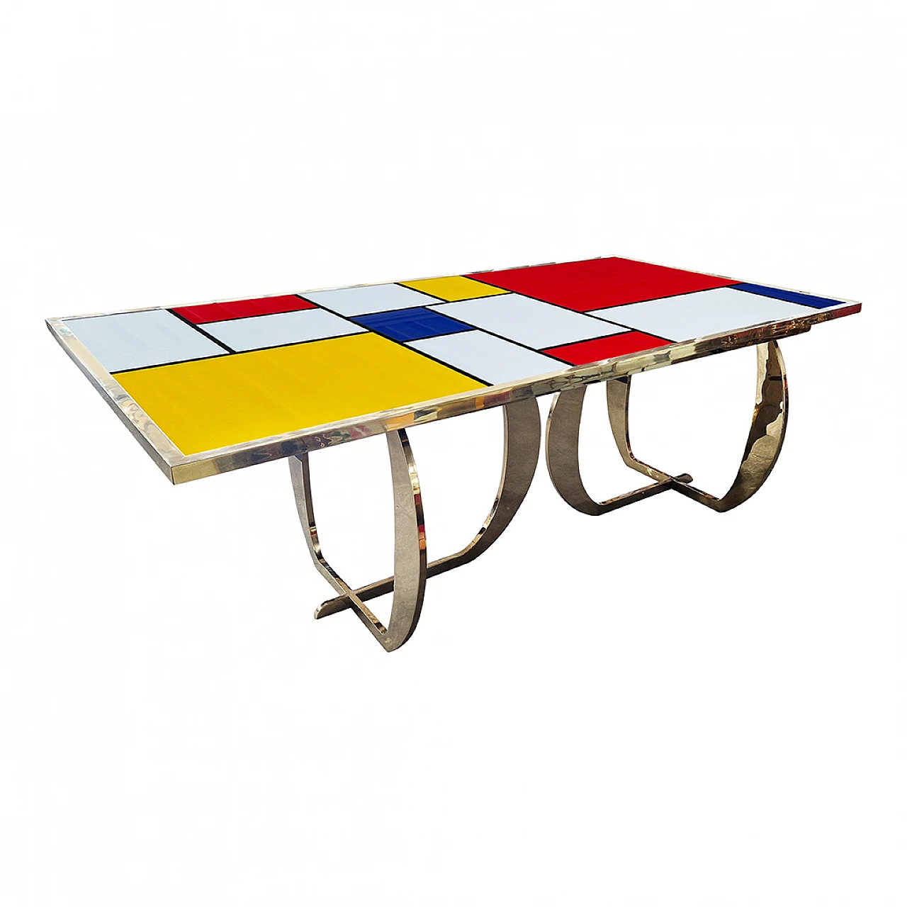 Mondrian-style Murano glass top table, 1990s 2