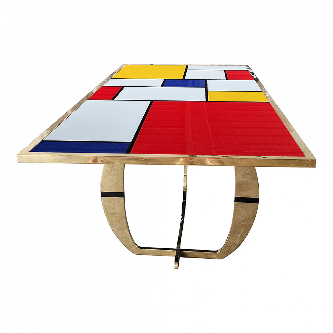 Mondrian-style Murano glass top table, 1990s 4