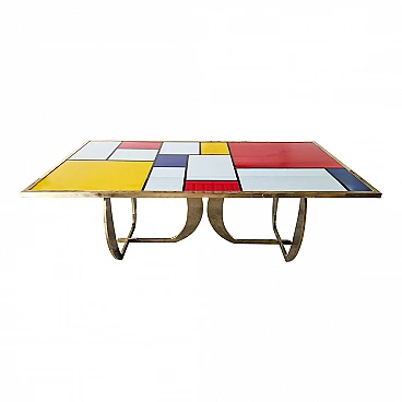 Mondrian-style Murano glass top table, 1990s