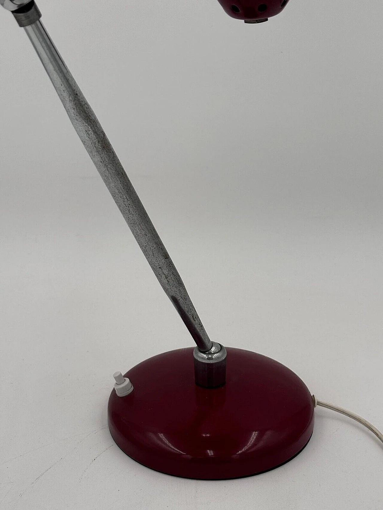 Burgundy enameled and chromed metal ministerial lamp, 1950s 6