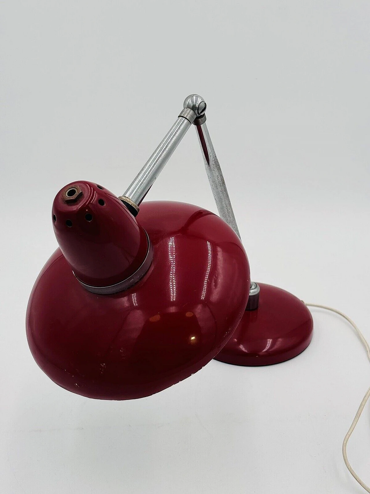 Burgundy enameled and chromed metal ministerial lamp, 1950s 7