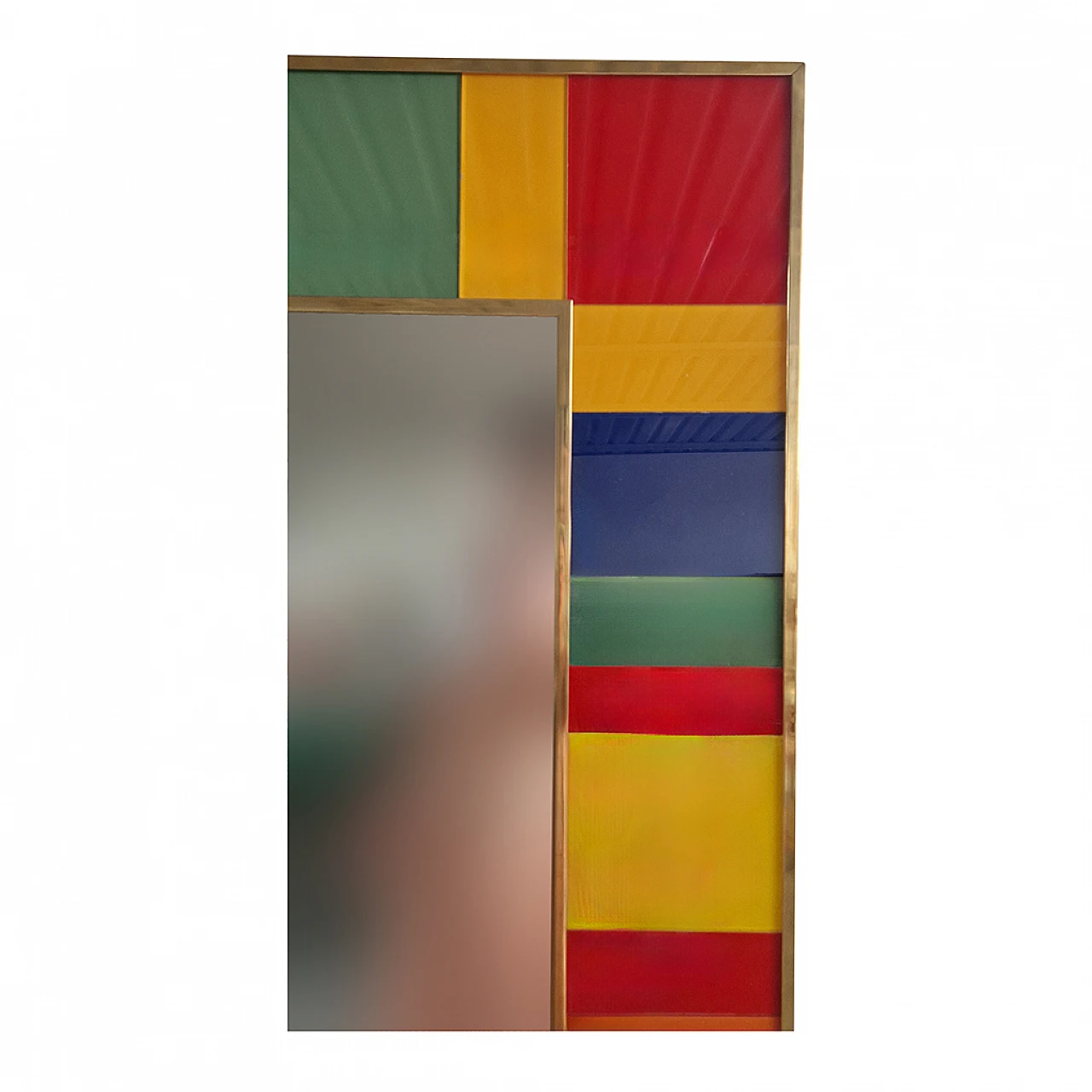 Multicolor glass and gilt brass mirror, 1980s 4