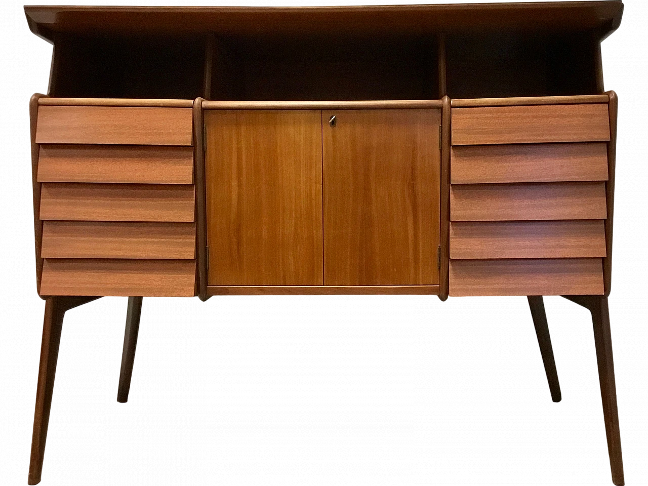 Teak and aqua green formica sideboard by Vittorio Dassi, 1950s 14