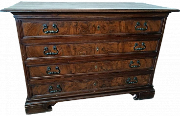 Louis XIV chest of drawers in solid walnut, 17th century