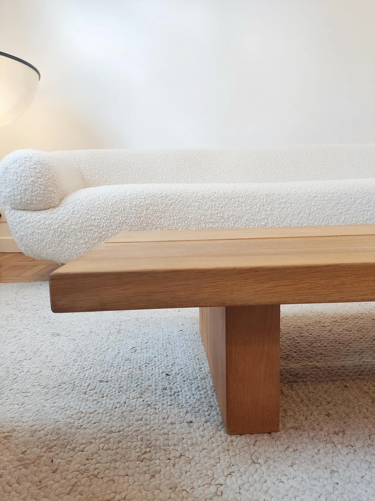 Solid oak coffee table with rectangular legs, 1980s 4