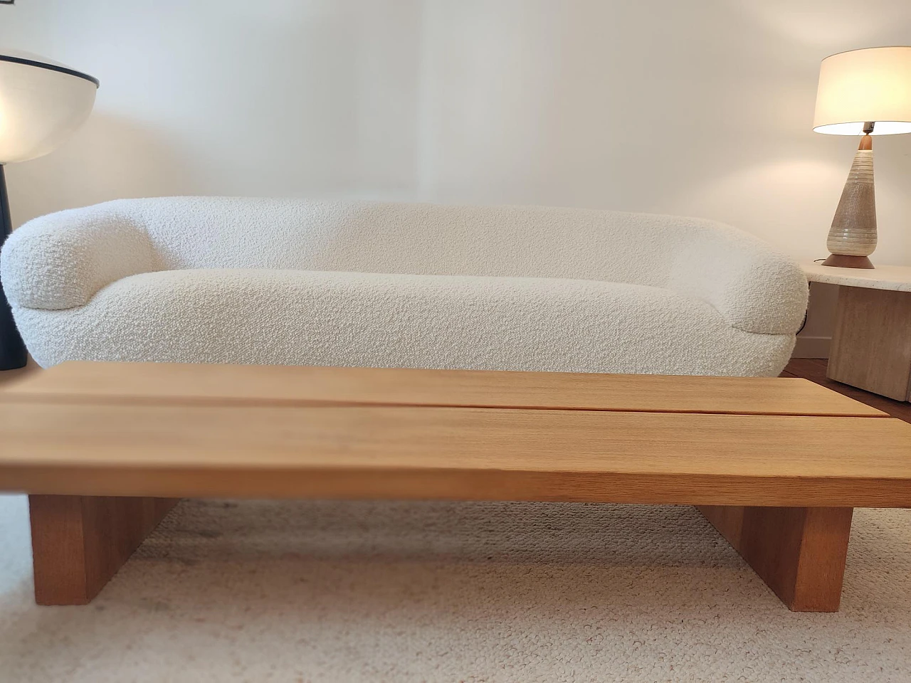 Solid oak coffee table with rectangular legs, 1980s 10