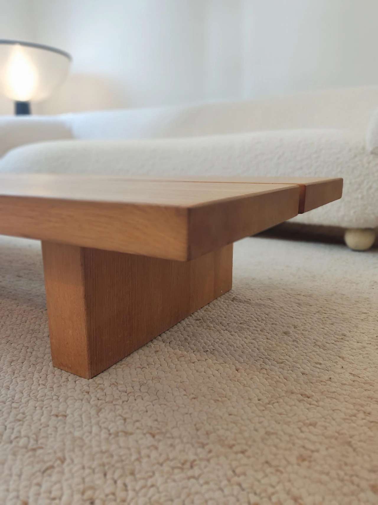 Solid oak coffee table with rectangular legs, 1980s 12