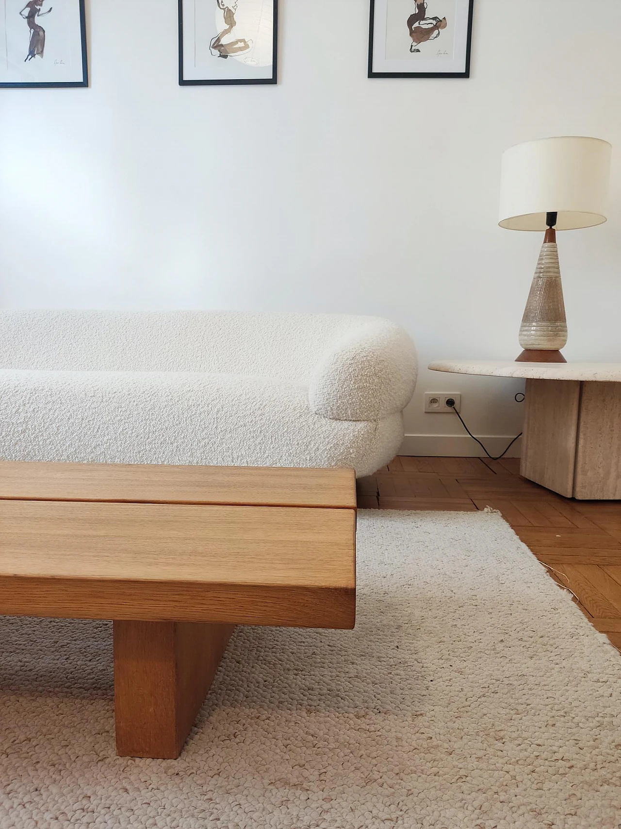 Solid oak coffee table with rectangular legs, 1980s 13