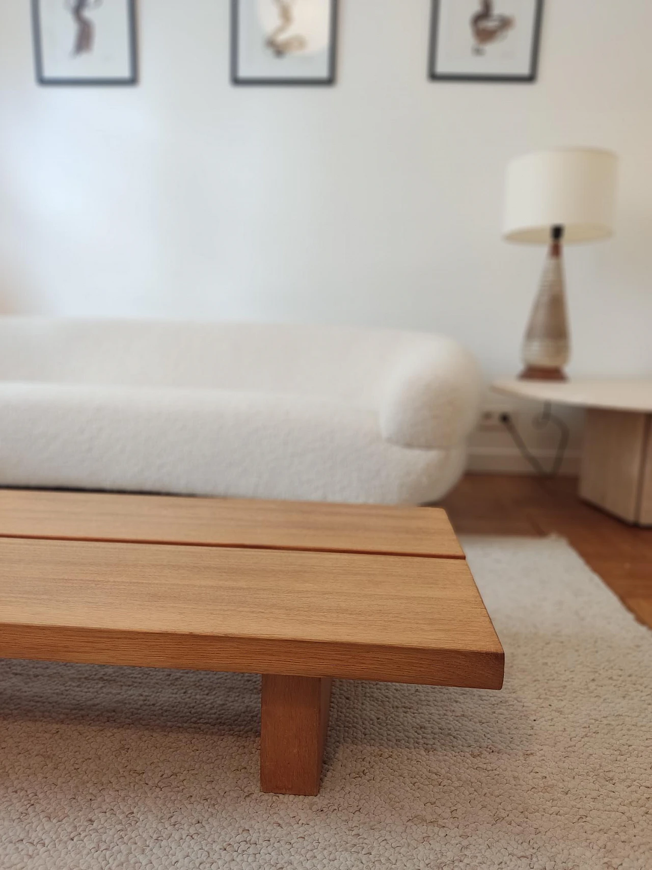 Solid oak coffee table with rectangular legs, 1980s 14