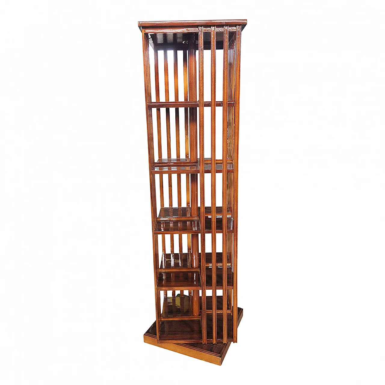 Revolving walnut bookcase, 1980s 1