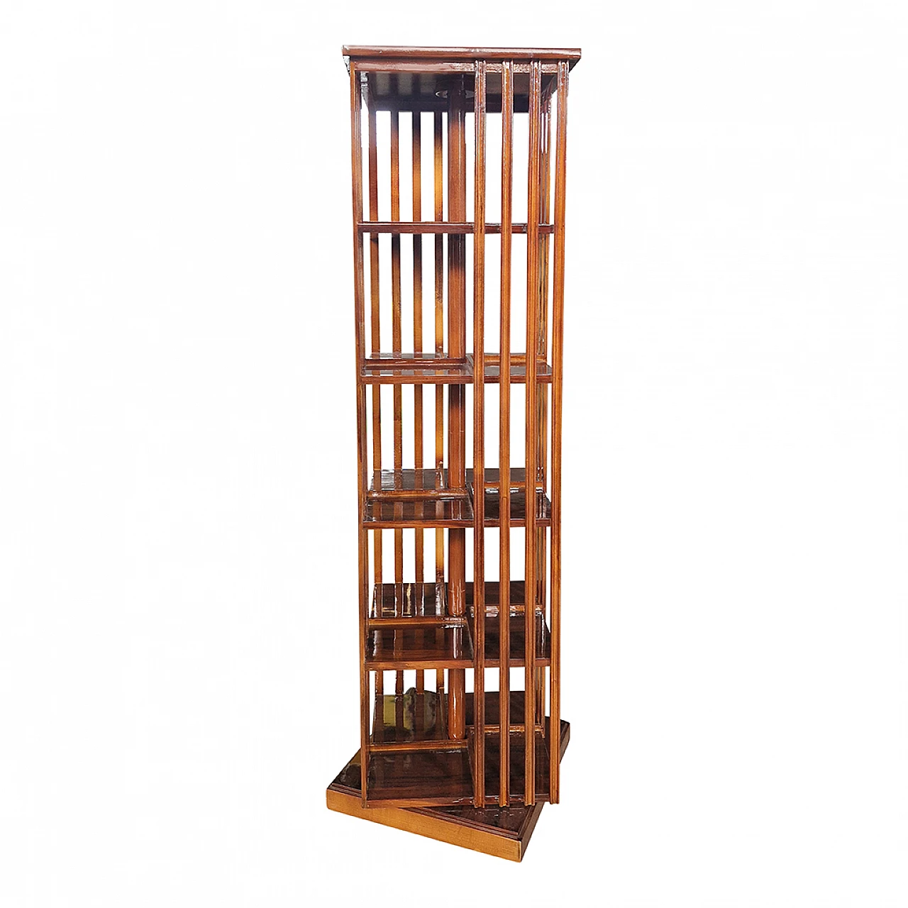 Revolving walnut bookcase, 1980s 2