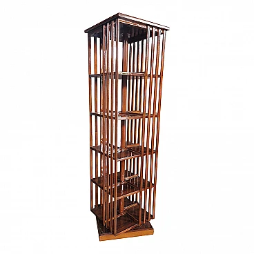 Revolving walnut bookcase, 1980s