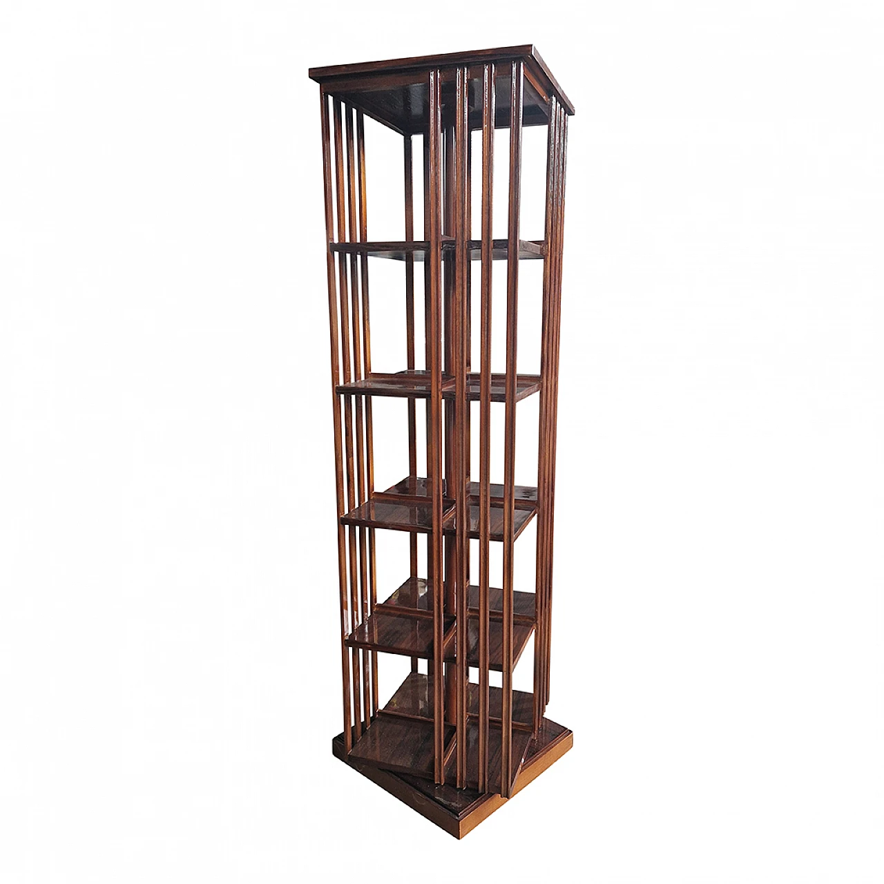 Revolving walnut bookcase, 1980s 4