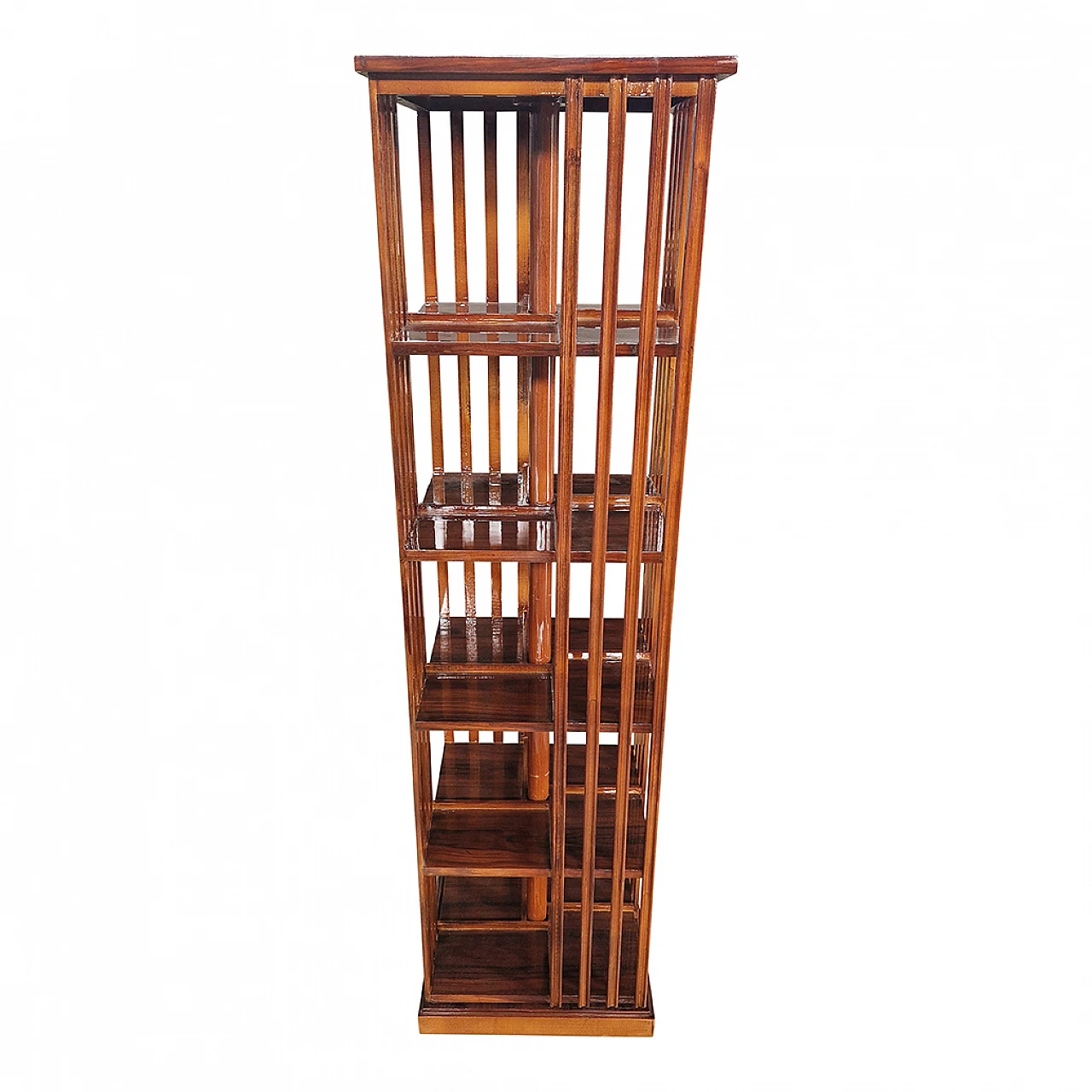 Revolving walnut bookcase, 1980s 5