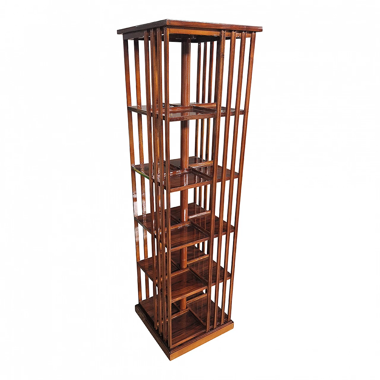 Revolving walnut bookcase, 1980s 6