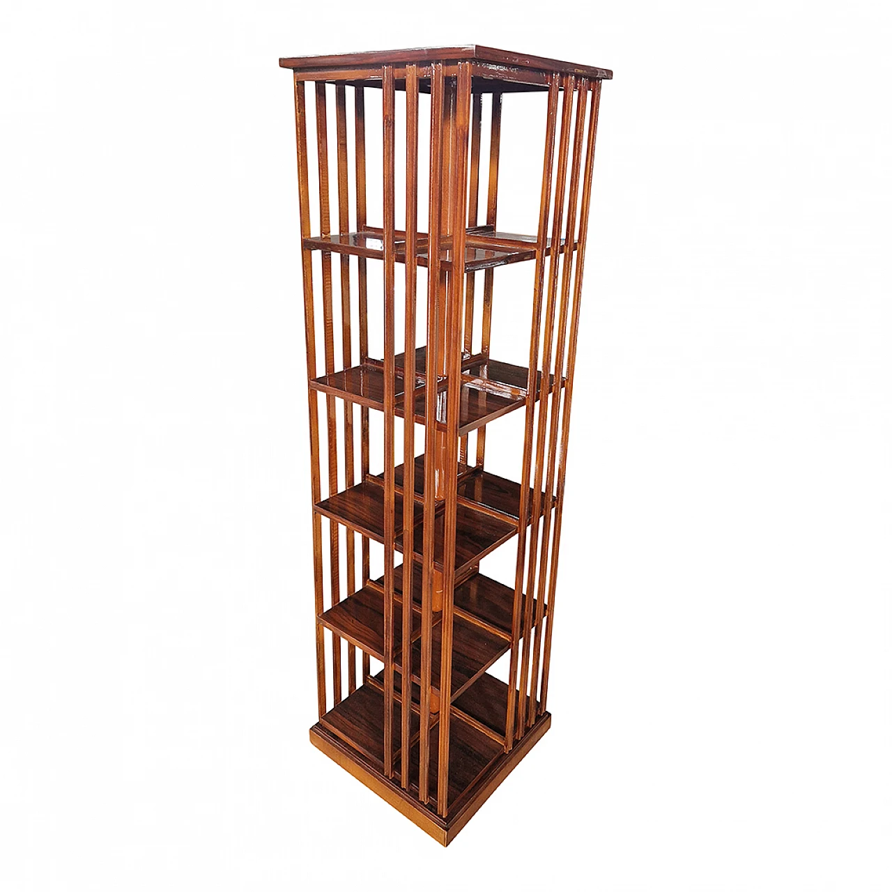 Revolving walnut bookcase, 1980s 7