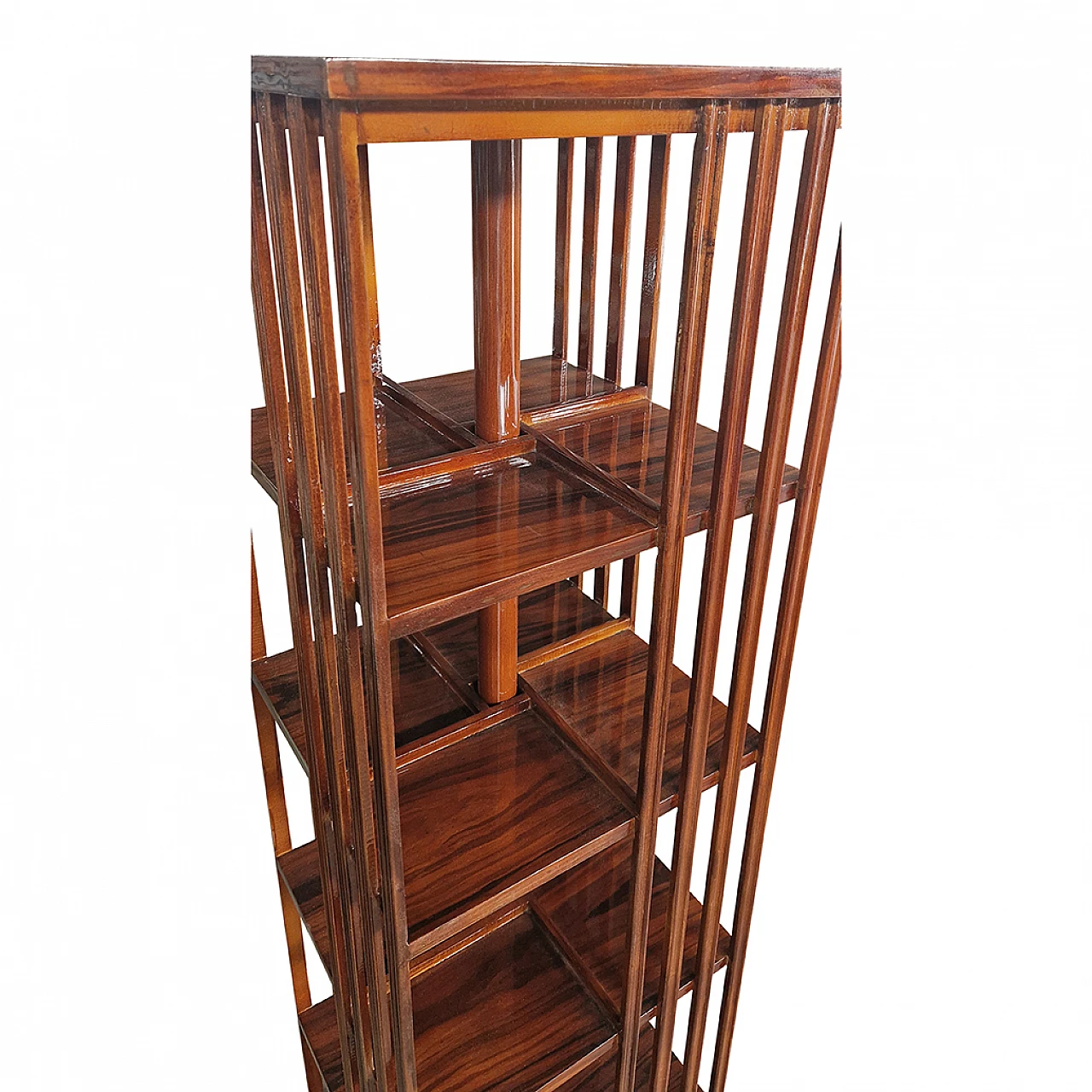 Revolving walnut bookcase, 1980s 8