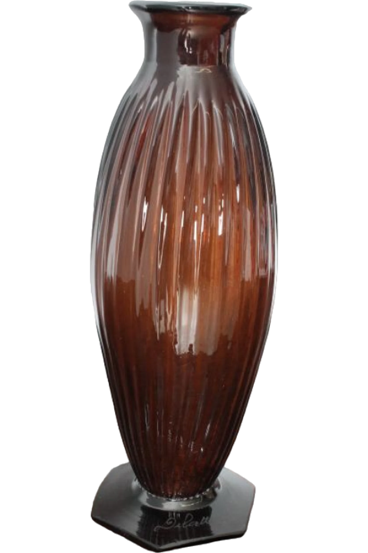 Art Deco amber glass vase by André Delatte, 1930s 11