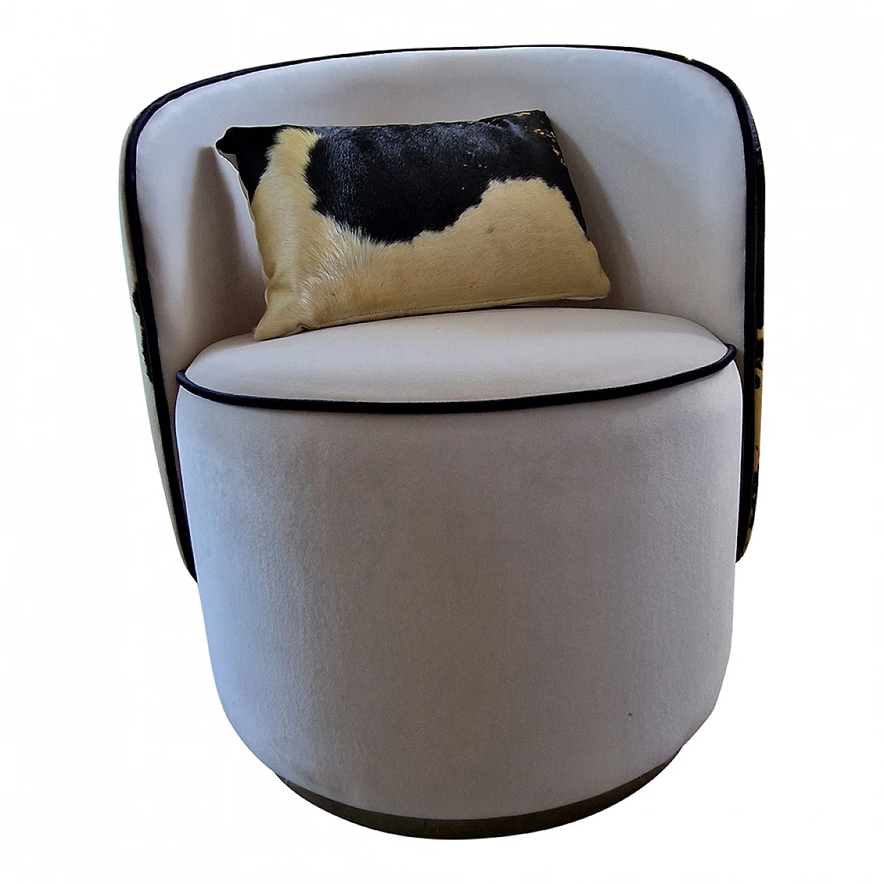 White velvet cockpit armchair, 1990s 2