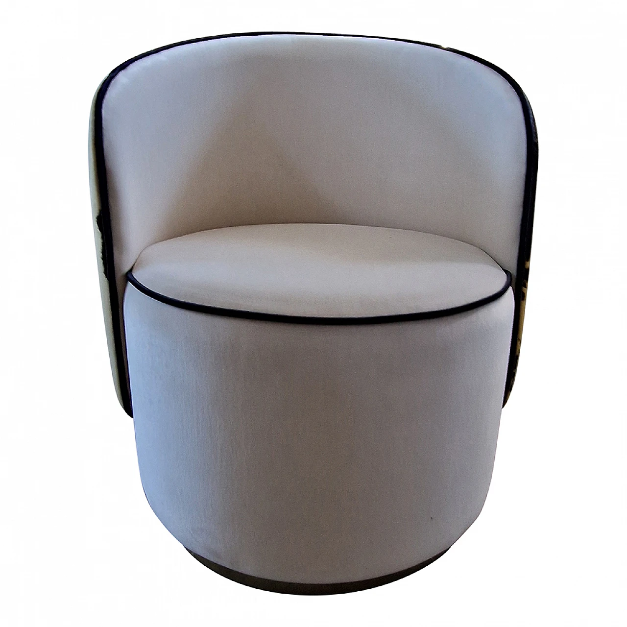 White velvet cockpit armchair, 1990s 3