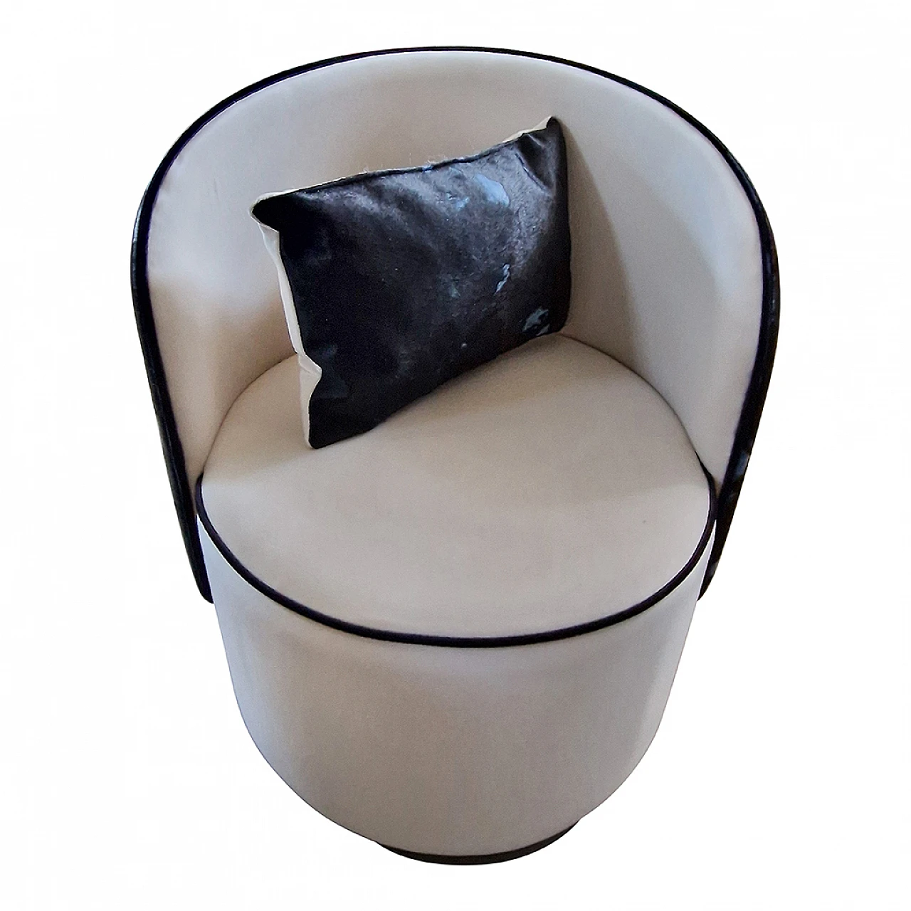 Cockpit armchair in white velvet and blue cowhide, 1980s 3