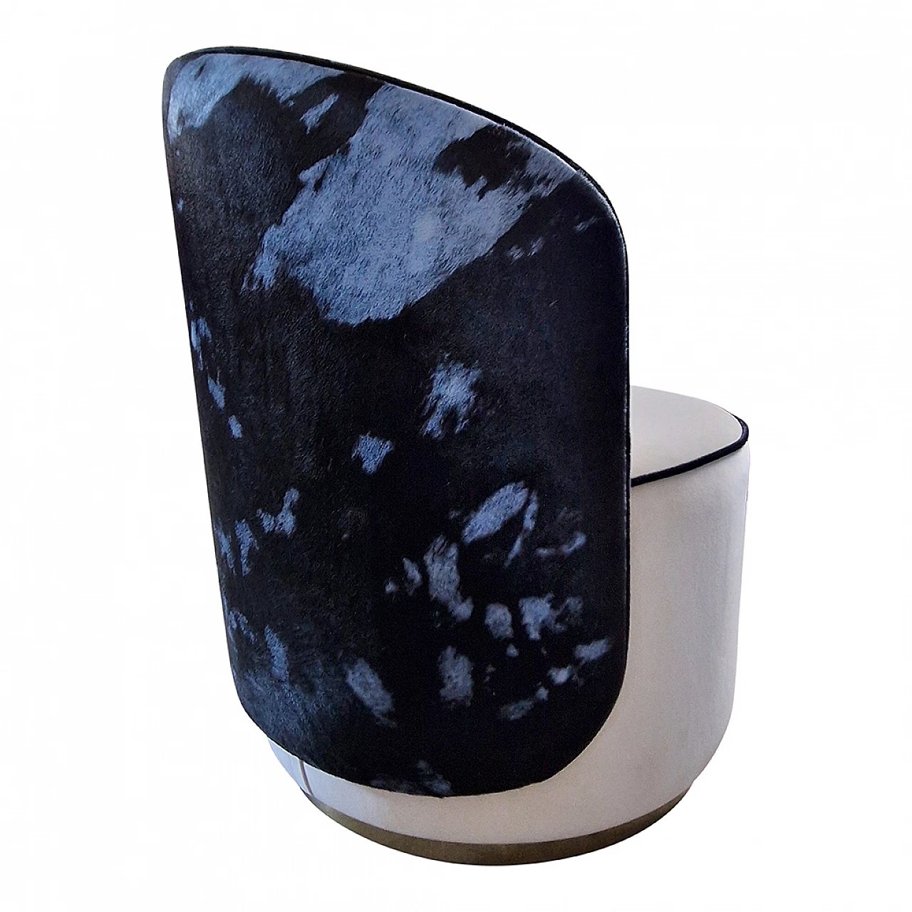 Cockpit armchair in white velvet and blue cowhide, 1980s 5