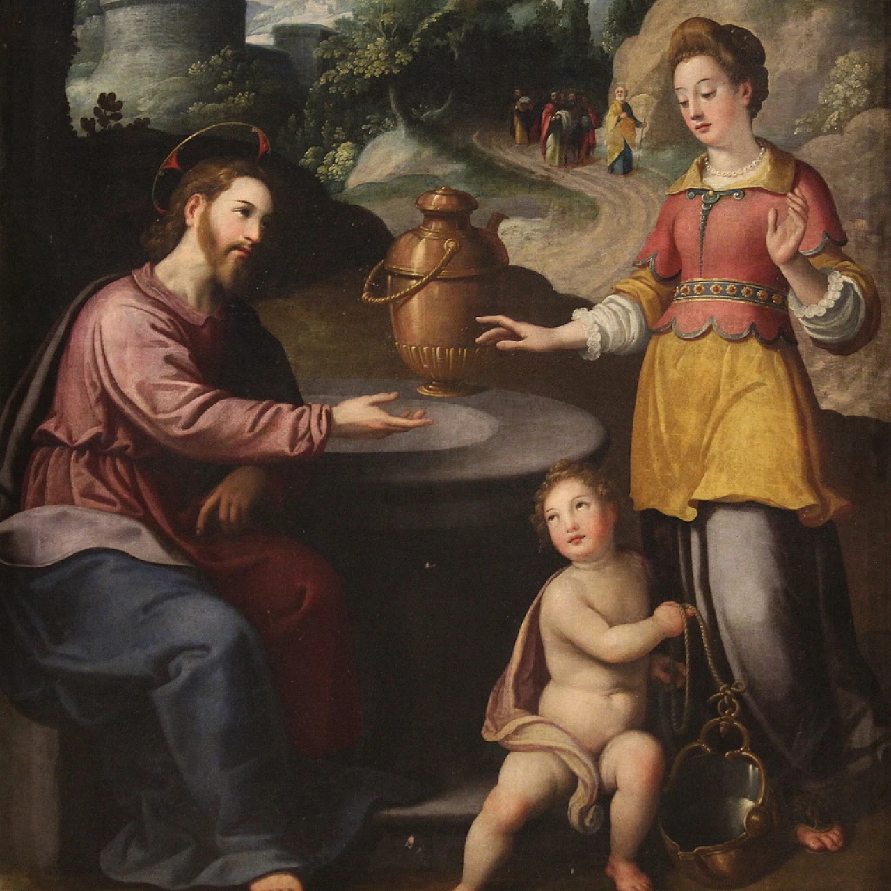 Christ and the Samaritan Woman, oil on canvas, 17th century 2