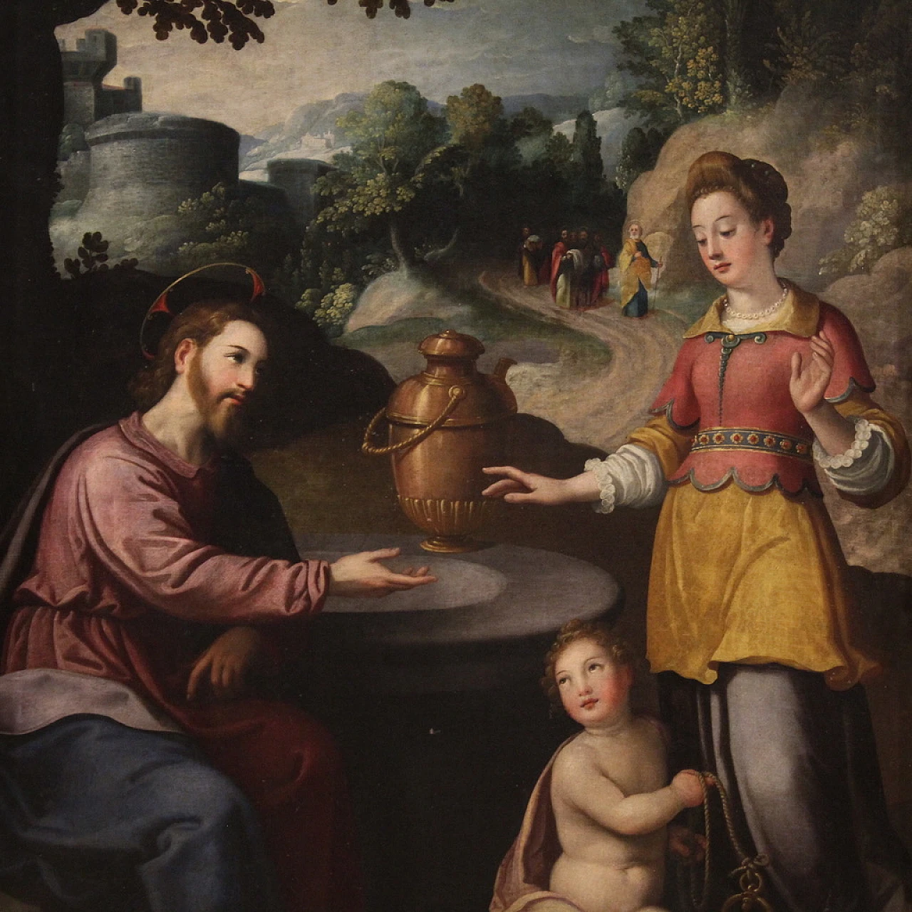 Christ and the Samaritan Woman, oil on canvas, 17th century 4