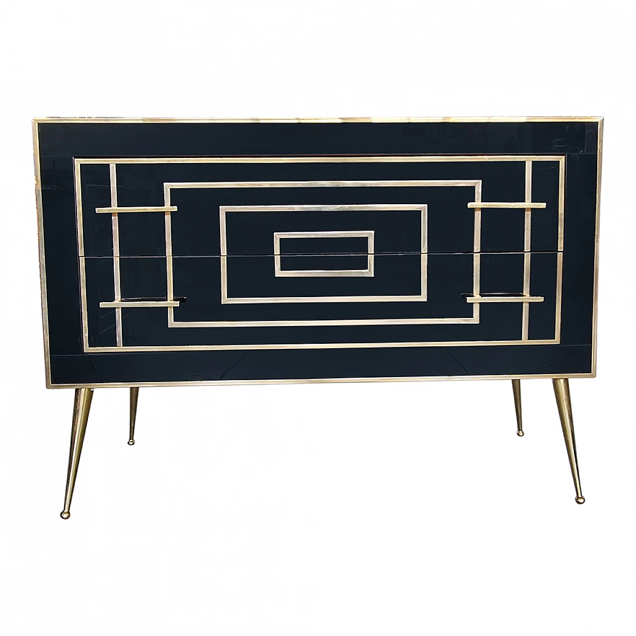 Black Murano glass two-drawer dresser, 1980s 1